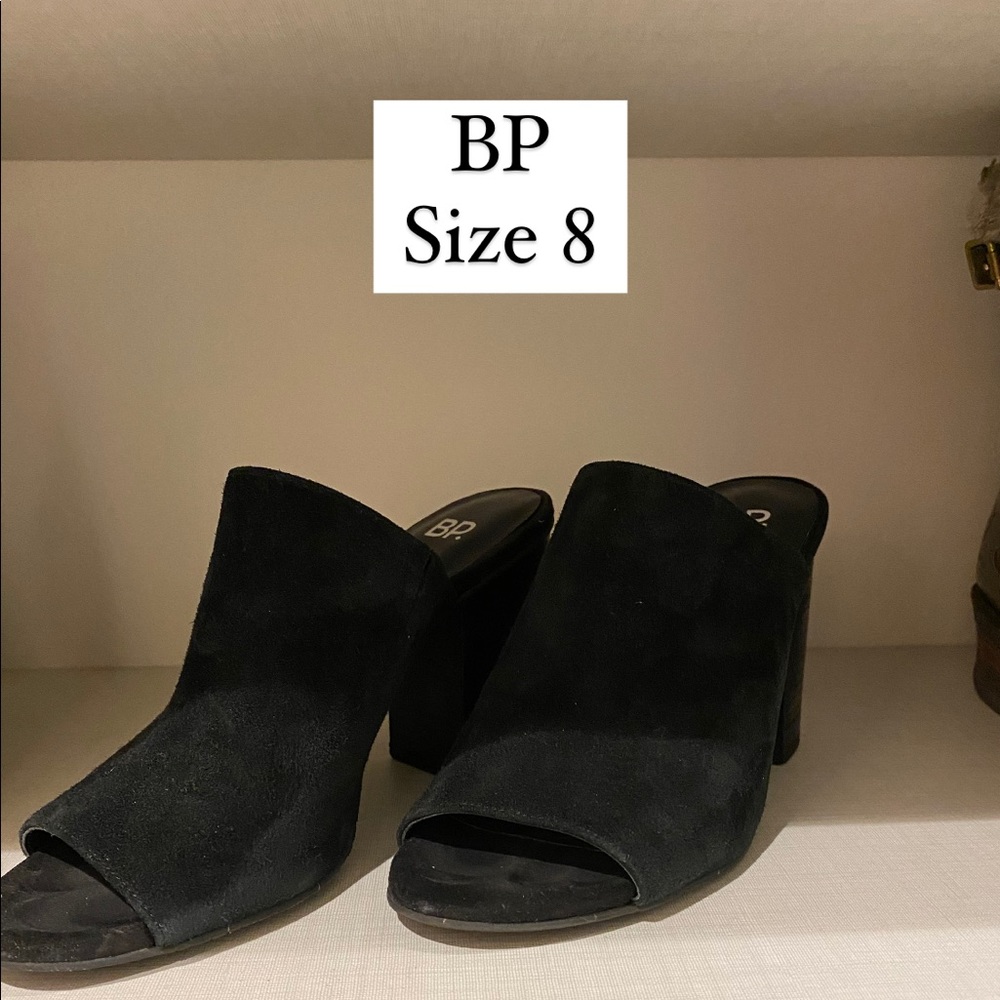 Black BP mules. Size 8.